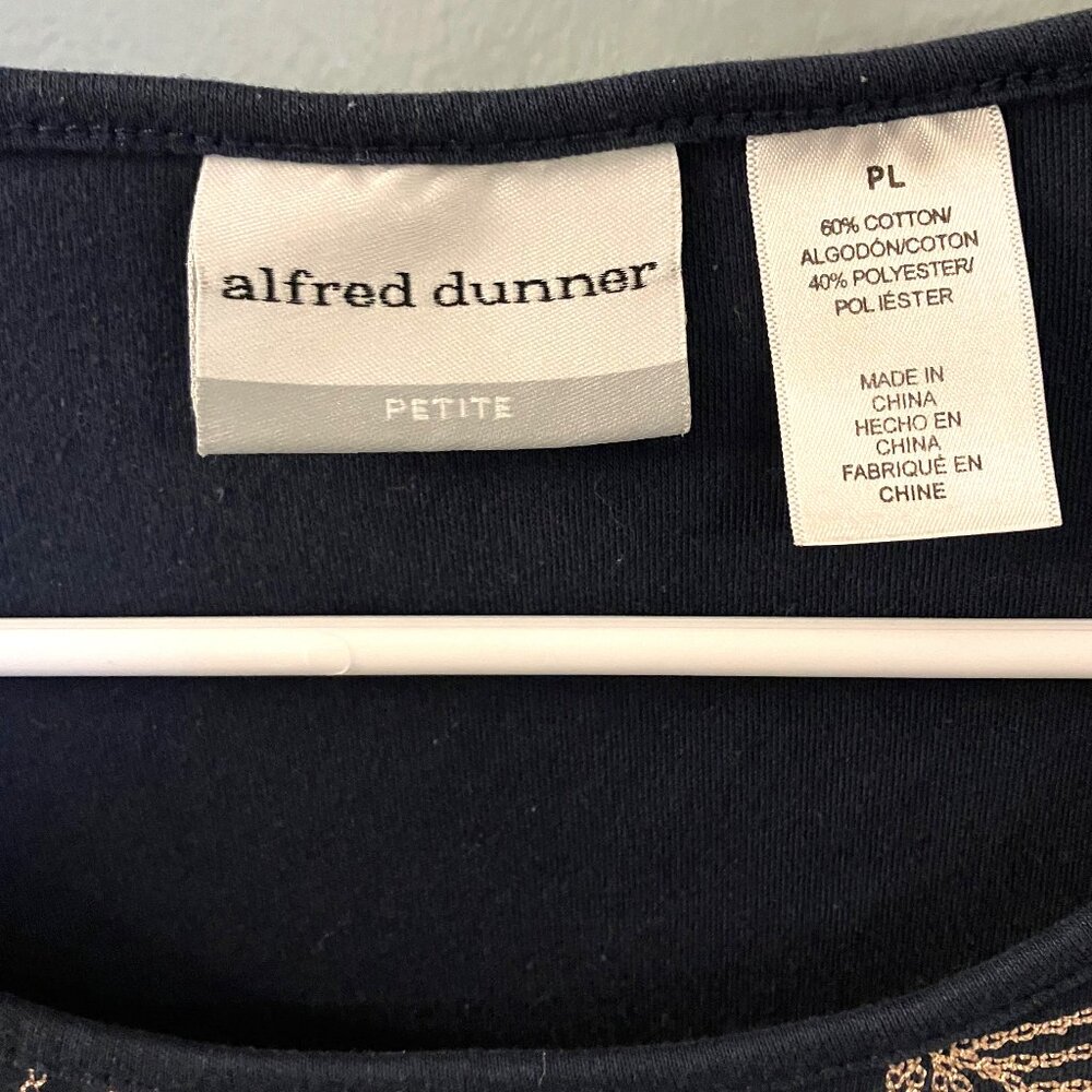 Alfred Dunner Petite Blue with Feather Design Top PL - Picture 2 of 6